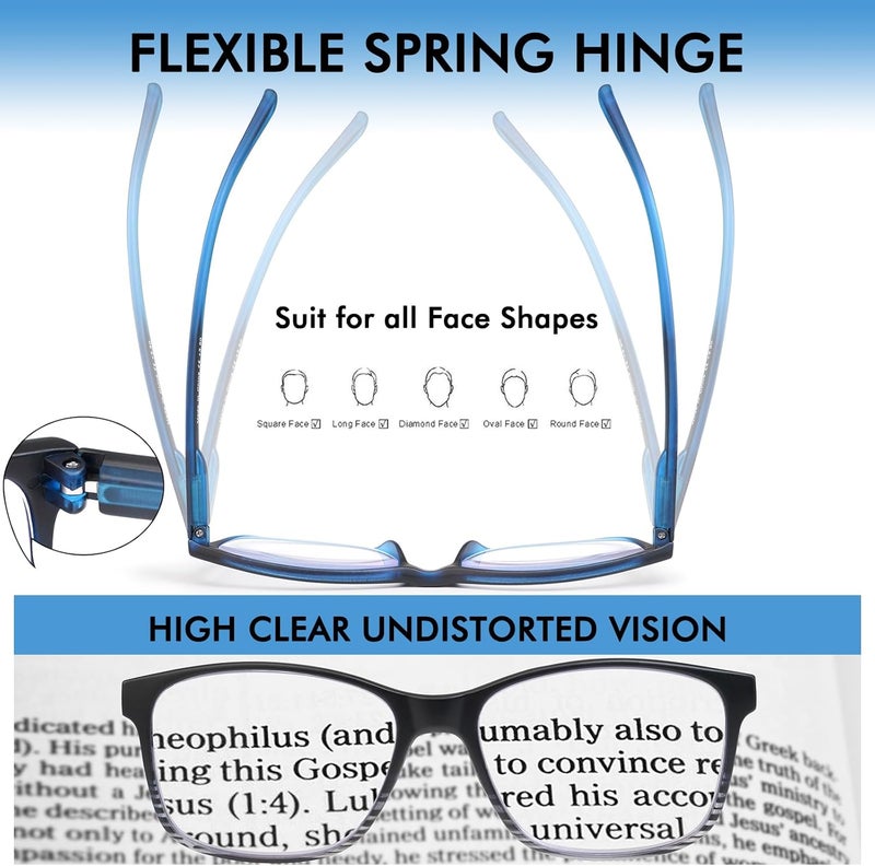 MOZVND 5 Pack Blue Light Blocking Reading Glasses for Men with Spring Hinge Fashion Large Wide Computer Readers for Men - Image 4